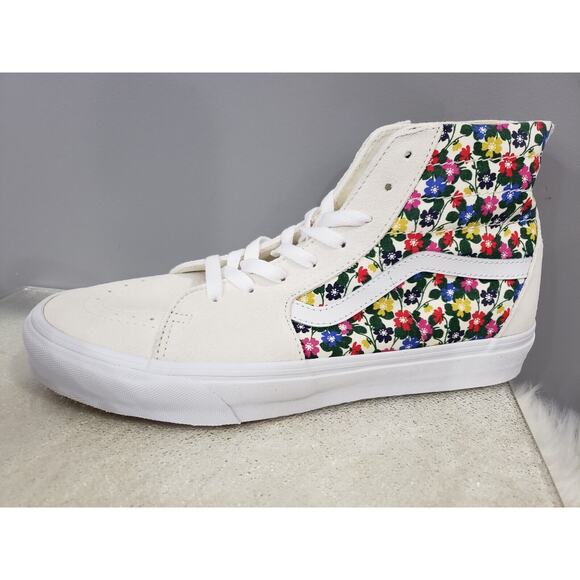 NEW‎ Vans Size 12 Women's Sk8-Hi Tapered Retro White Floral Sneakers Hippie Boho - Picture 3 of 9